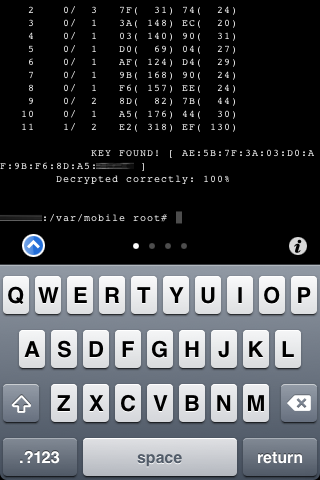 Step 7. After you enter the password just type the command below to activate Aircrack on iPhone. After adding the code just wait for the end of the process.