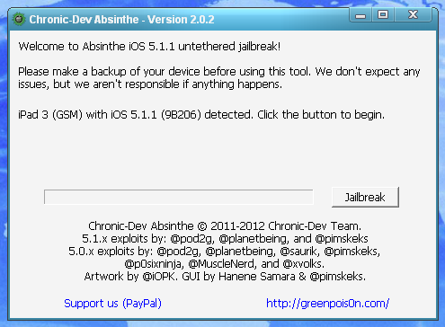 jailbreak iOS 5.1.1 on iPad 3 with Absinthe 2.0.2