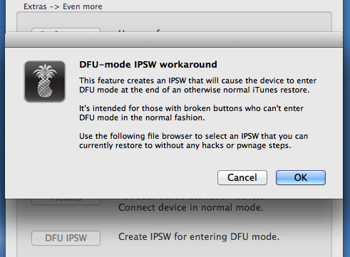 Step 5. Now select your downloaded iOS 5.1.1 firmware in the Step 1 to create “ENTER_DFU_” version of the IPSW.