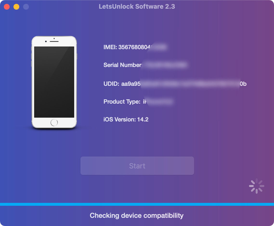 device will be verified by the Let’s Unlock Software 