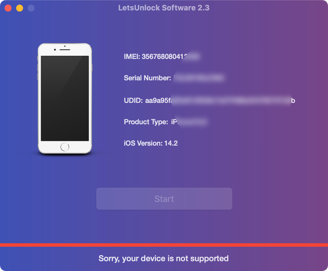 Device not supported to bypass activation lock 