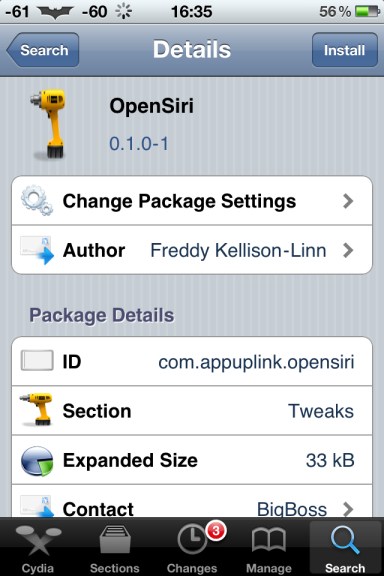 OpenSiri Cydia App