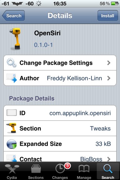 Launch App with OpenSiri Cydia App