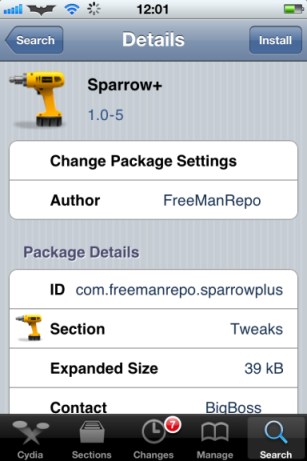 Sparrow plus cydia app 1