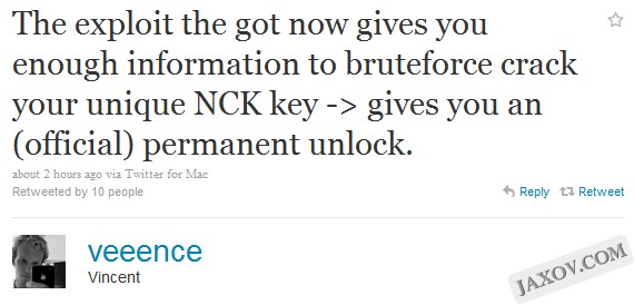 Vincent iPhone 4 Unlock Tweet