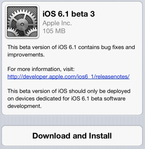 iOS 6.1 Beta 3 Is Ready For Download Using Direct Links [For All]