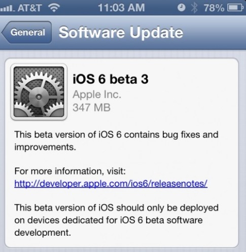 Fresh News: Download iOS 6 beta 3 and Find New Updates