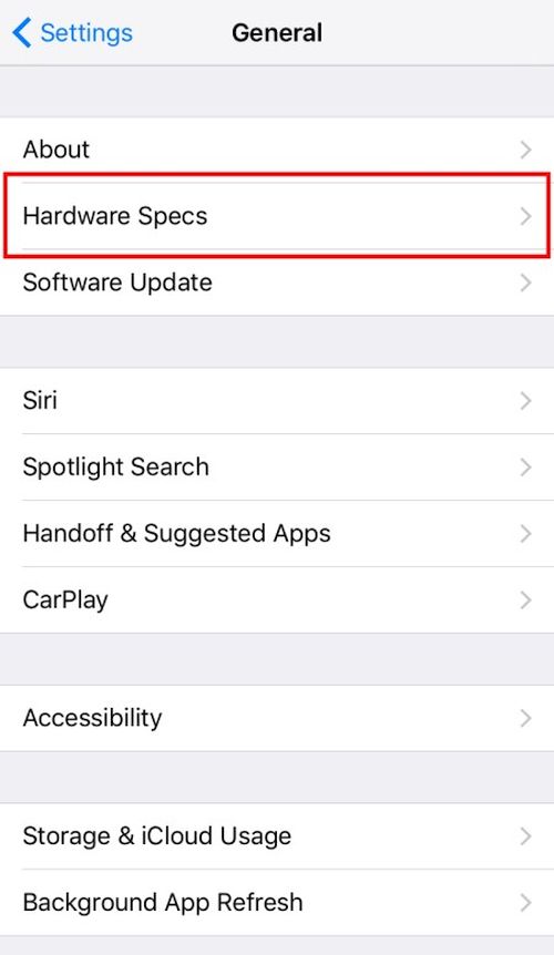 Add Hardware Specs to iPhone Settings on iOS 9 [Jailbreak Tweak]