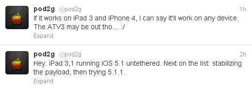Now iPad 3 Is Running iOS 5.1 Untethered Jailbreak [Pod2G&#039;s Video]