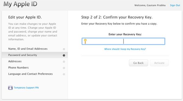 mac os recovery key id