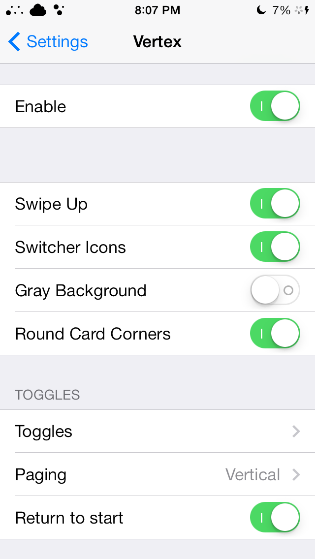 Vertex iOS 7 Cydia JB App for Fans of Cool Jailbreak Tweaks and Themes